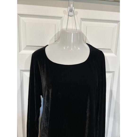 Stretch Black Velour Top Elegant Party Comfort Plus Size 1X Pajamagram - Picture 4 of 8